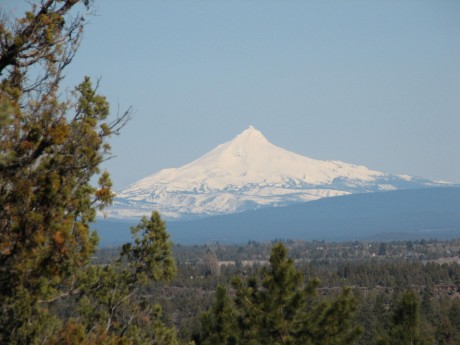 Dramatic Mt. Jefferson vista from Falcon Ridge  custom home in Bend